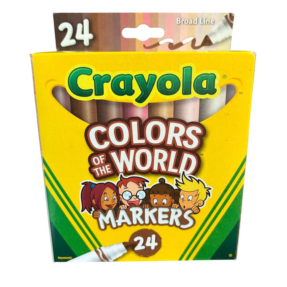 NEW Crayola Colors of the World Broad Line Markers 24 Count Assorted Skin Tone